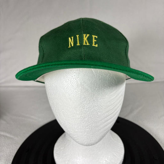 Vintage Nike Swoosh Snapback Hat Mens Green Gold Embroidered Spellout Cap NWT