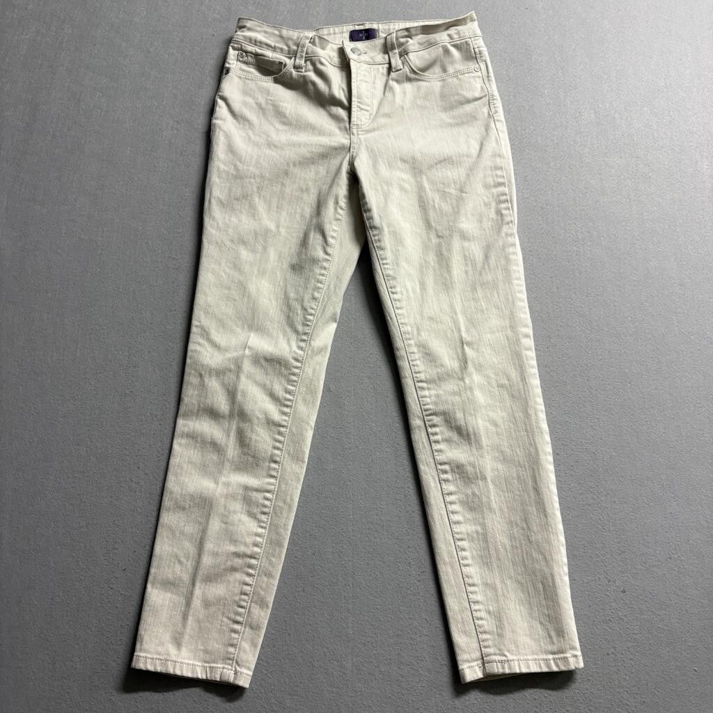 NYDJ Ankle Jeans Womens 4 Beige Tan Stretch Denim Slim Straight Pants