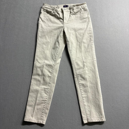 NYDJ Ankle Jeans Womens 4 Beige Tan Stretch Denim Slim Straight Pants