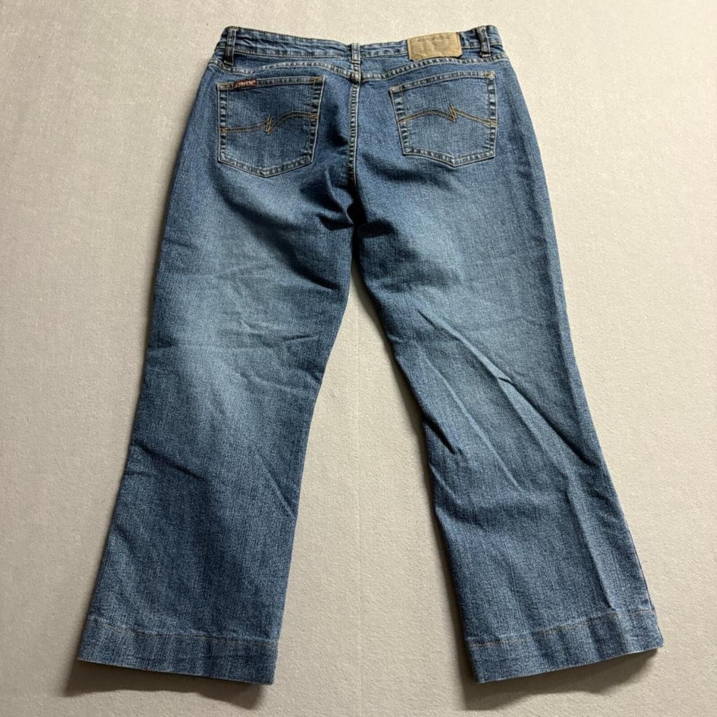 Jordache Lo-Rise Stretch Jeans Womens 15/16 Petite Blue Denim Crop Flare 5807