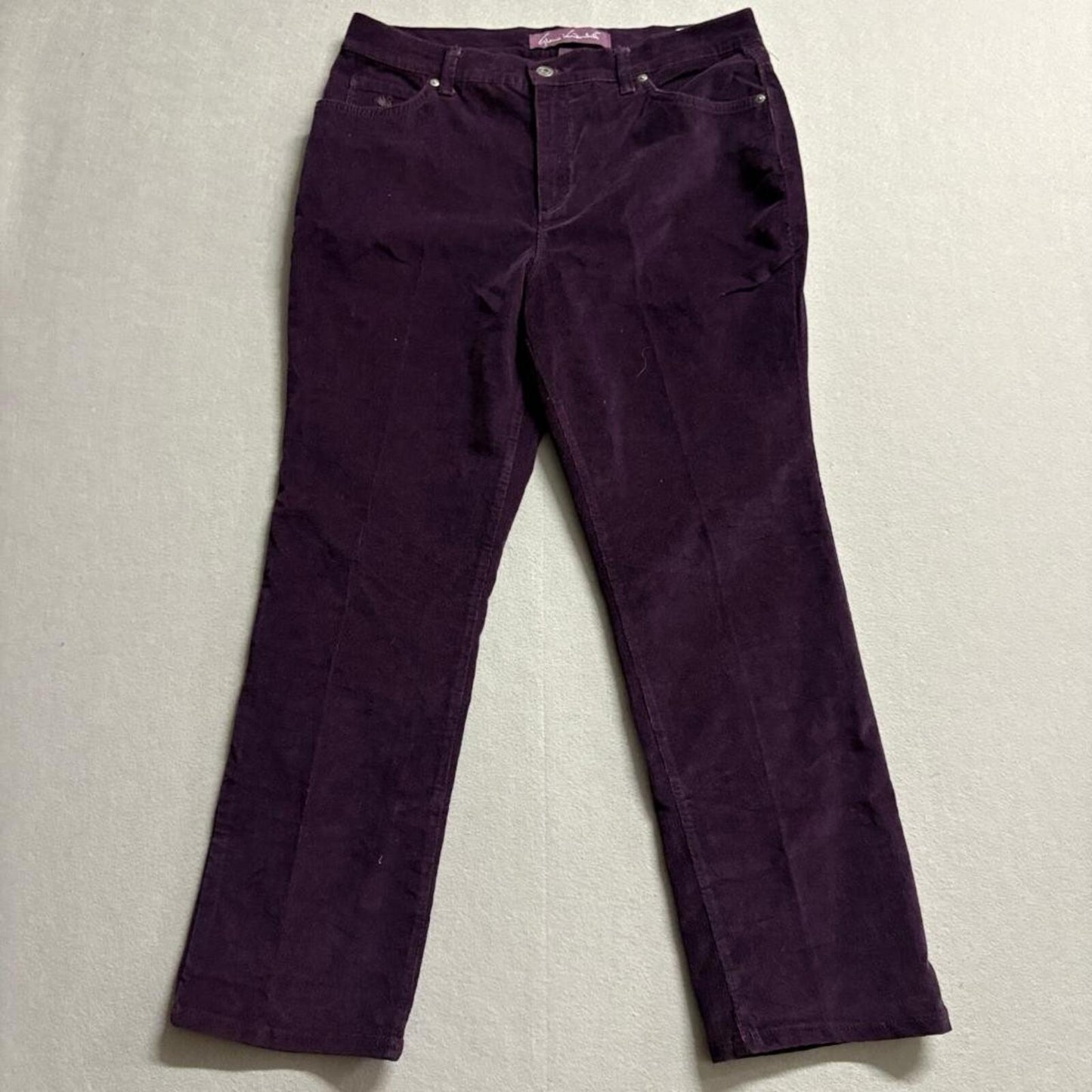Gloria Vanderbilt Corduroy Pants Womens 12 Short Purple Stretch Straight Leg