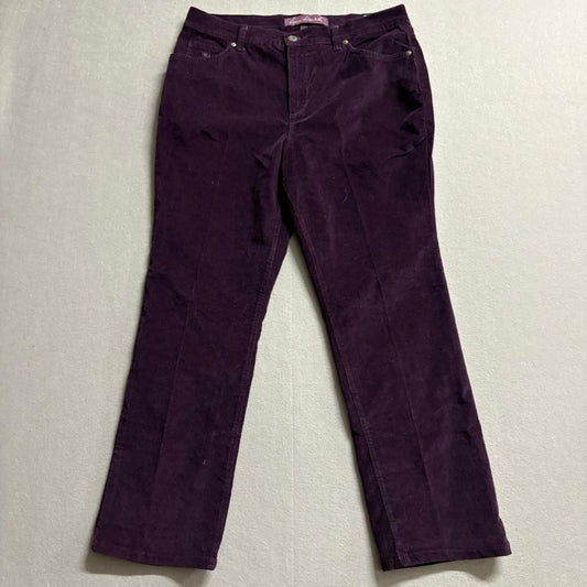 Gloria Vanderbilt Corduroy Pants Womens 12 Short Purple Stretch Straight Leg