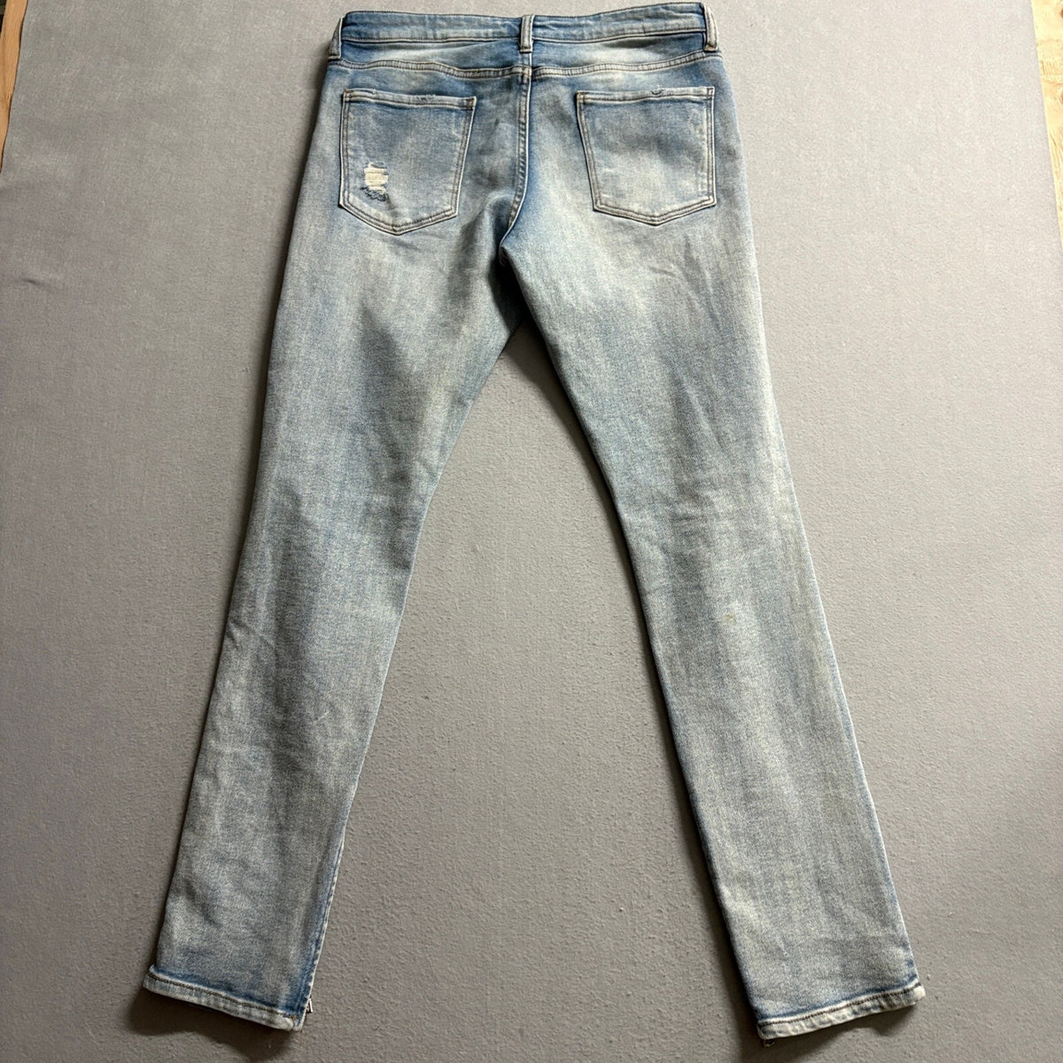 Fashion Nova Men Novamen Distressed Skinny Jeans Blue Denim Ankle Zip Size 32