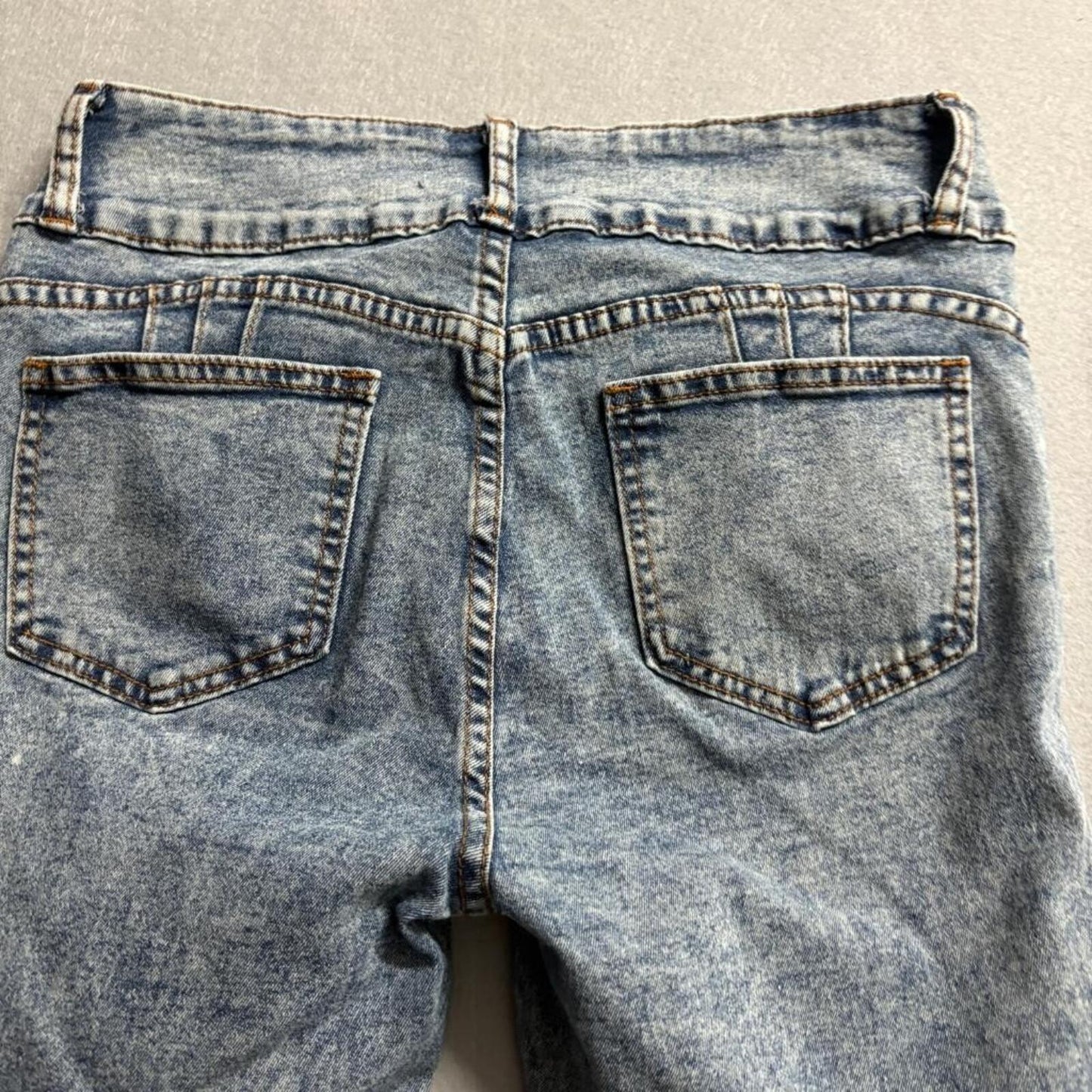 Between Us Skinny Jeans Womens Size 11 Blue Acid Wash Distressed High Rise