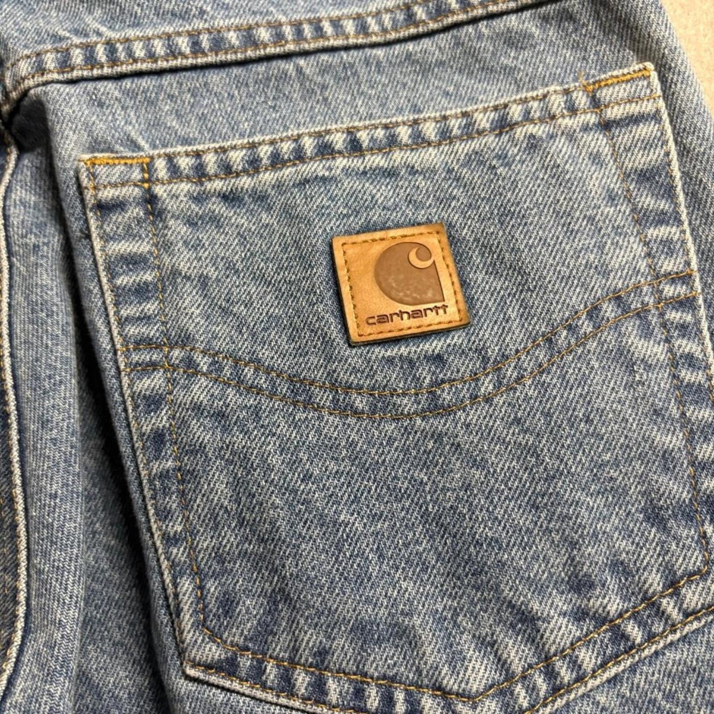 Carhartt B17 STW Relaxed Fit Jeans Womens 29x30 Blue Denim Raw Hem Cut Off