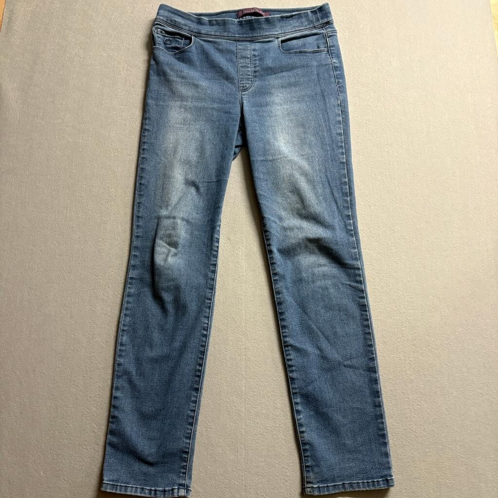 Gloria Vanderbilt Amanda Pull On Jeans Womens Size 8 Blue Denim Stretch Straight