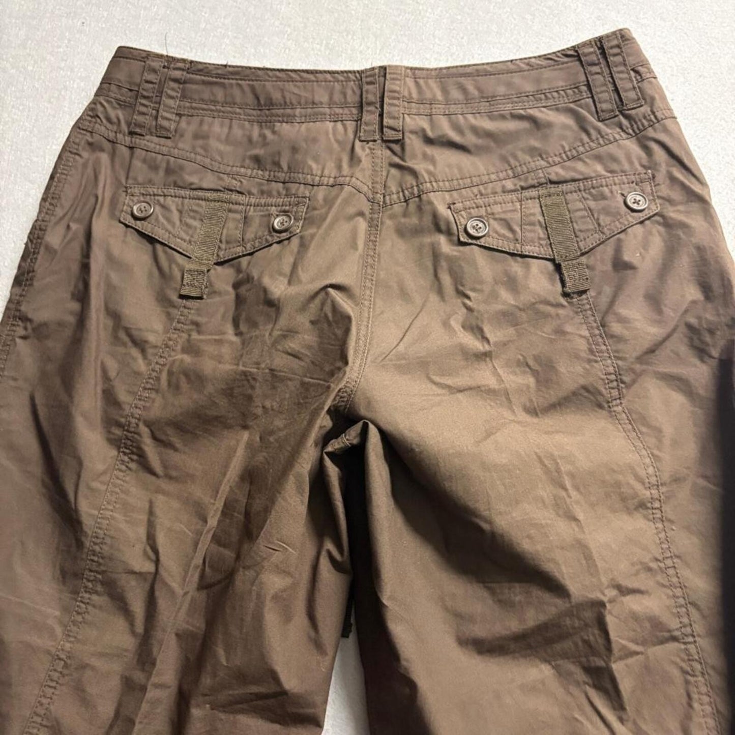 Caribbean Joe Crop Pants Womens 8 Brown Cotton Utility Cargo Capris