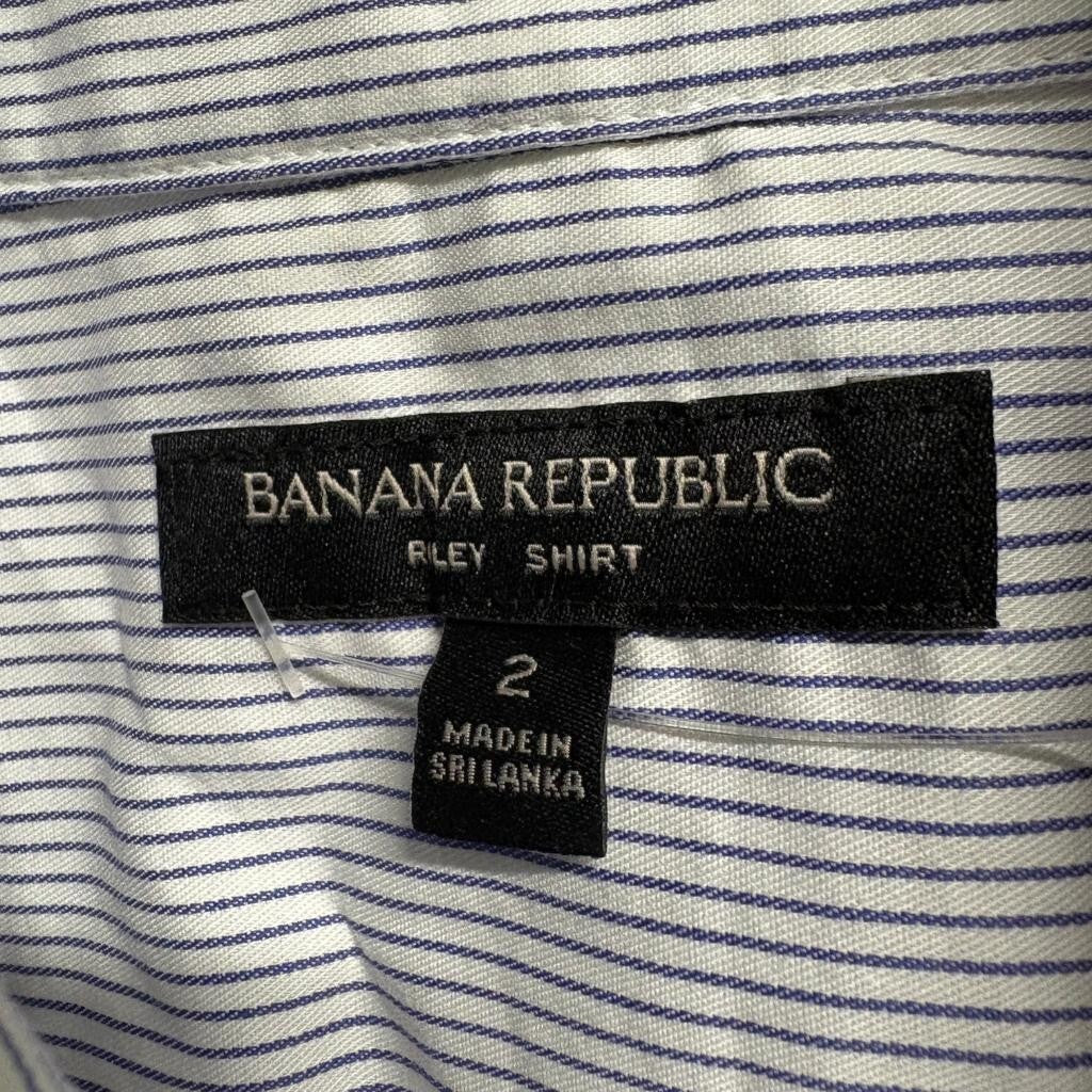 Banana Republic Riley Shirt Womens Size 2 Blue White Striped Sleeveless Tie Neck