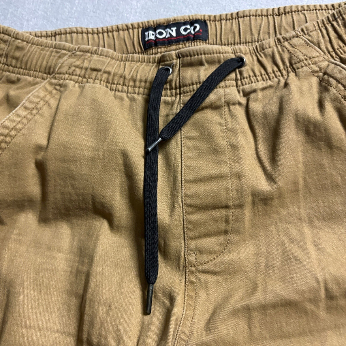 Iron Co Mens Jogger Pants Small Brown Stretch Twill Elastic Waist Cuffed Chino