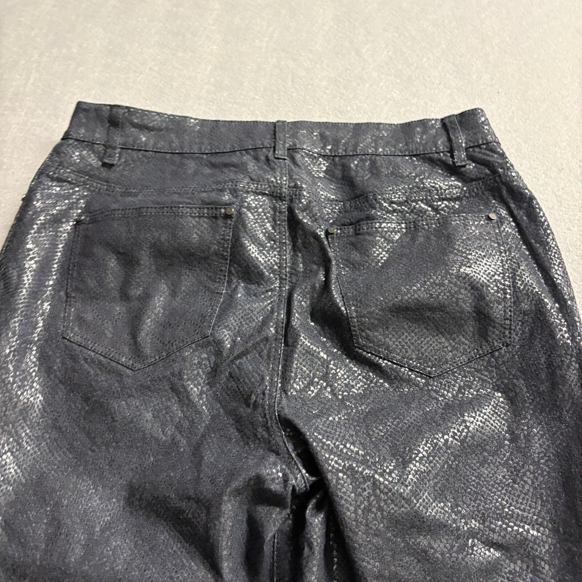 Lafayette 148 New York Snakeskin Print Pants Womens Size 6 Metallic Black