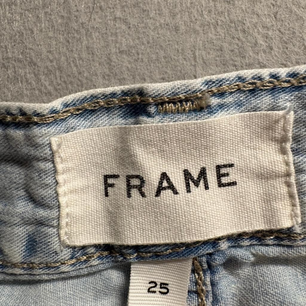 FRAME Le Baggy Palazzo Jeans Womens 25 Aries Light Wash Cotton Linen Wide Leg