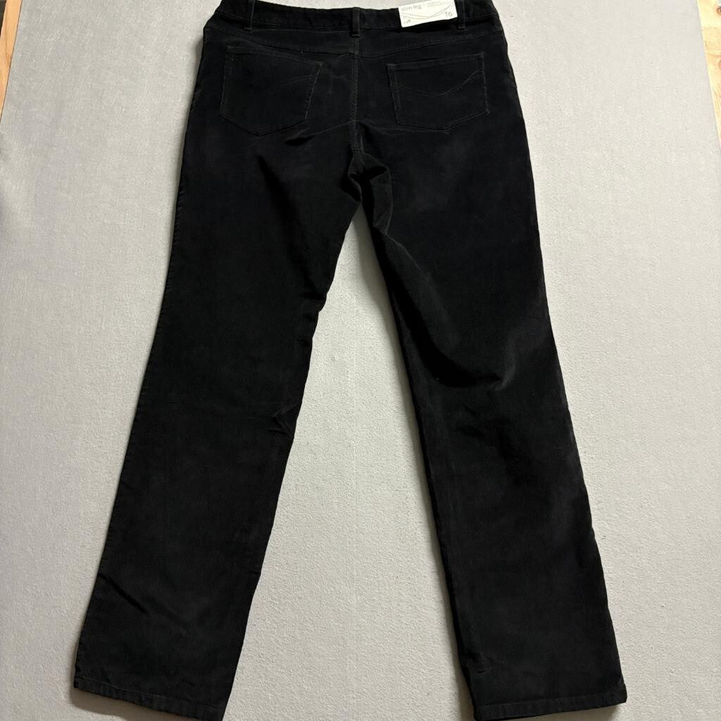 J. Jill Corduroy Pants Womens 16 Black Slim Leg Stretch Cotton Blend NWT