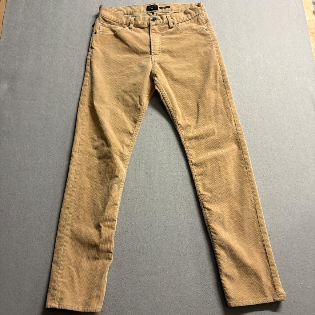 Quiksilver Corduroy Pants Mens 31 Tan Beige Straight Tapered Fit Stretch
