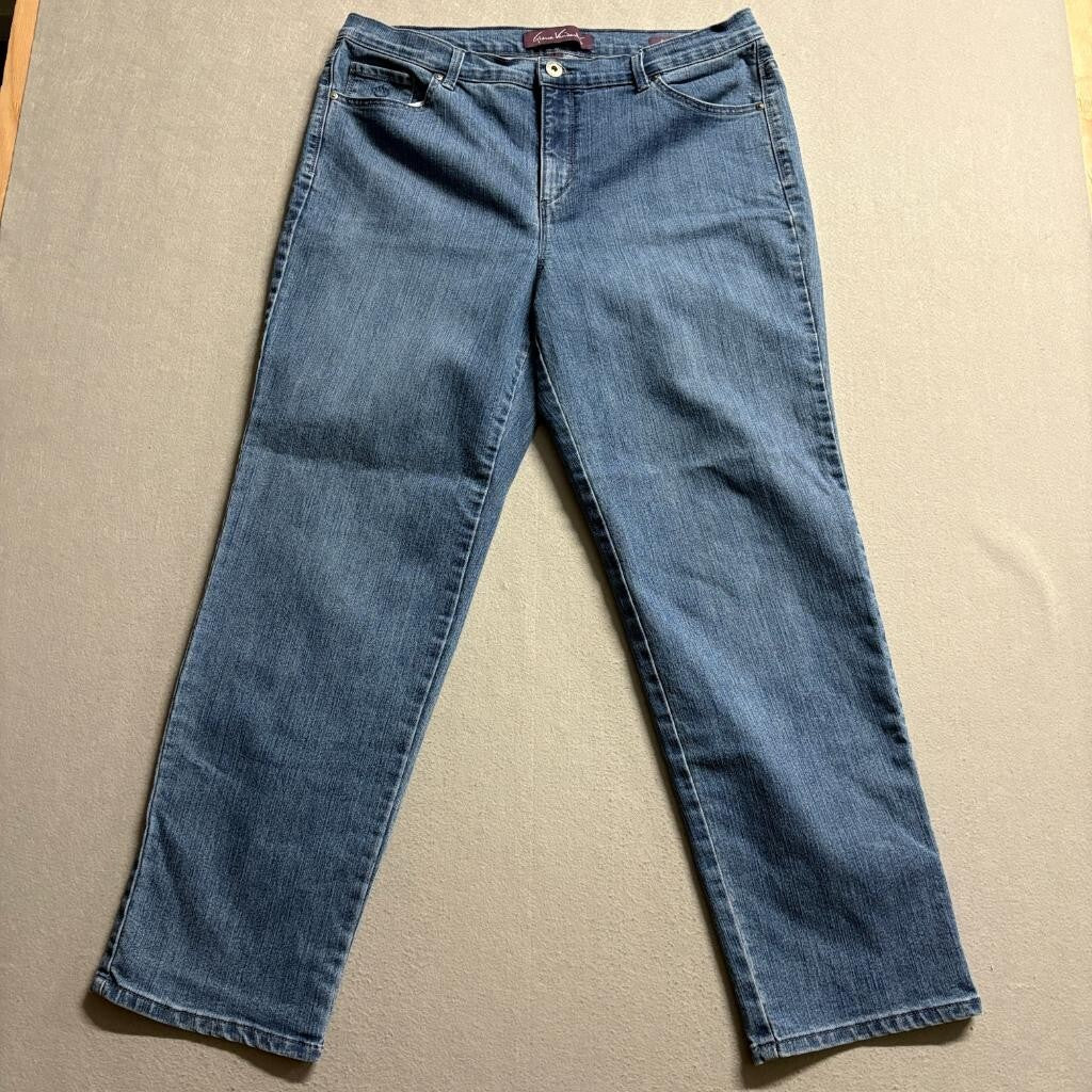 Gloria Vanderbilt Amanda Jeans Womens 16W Blue Denim Stretch Straight Leg Pants