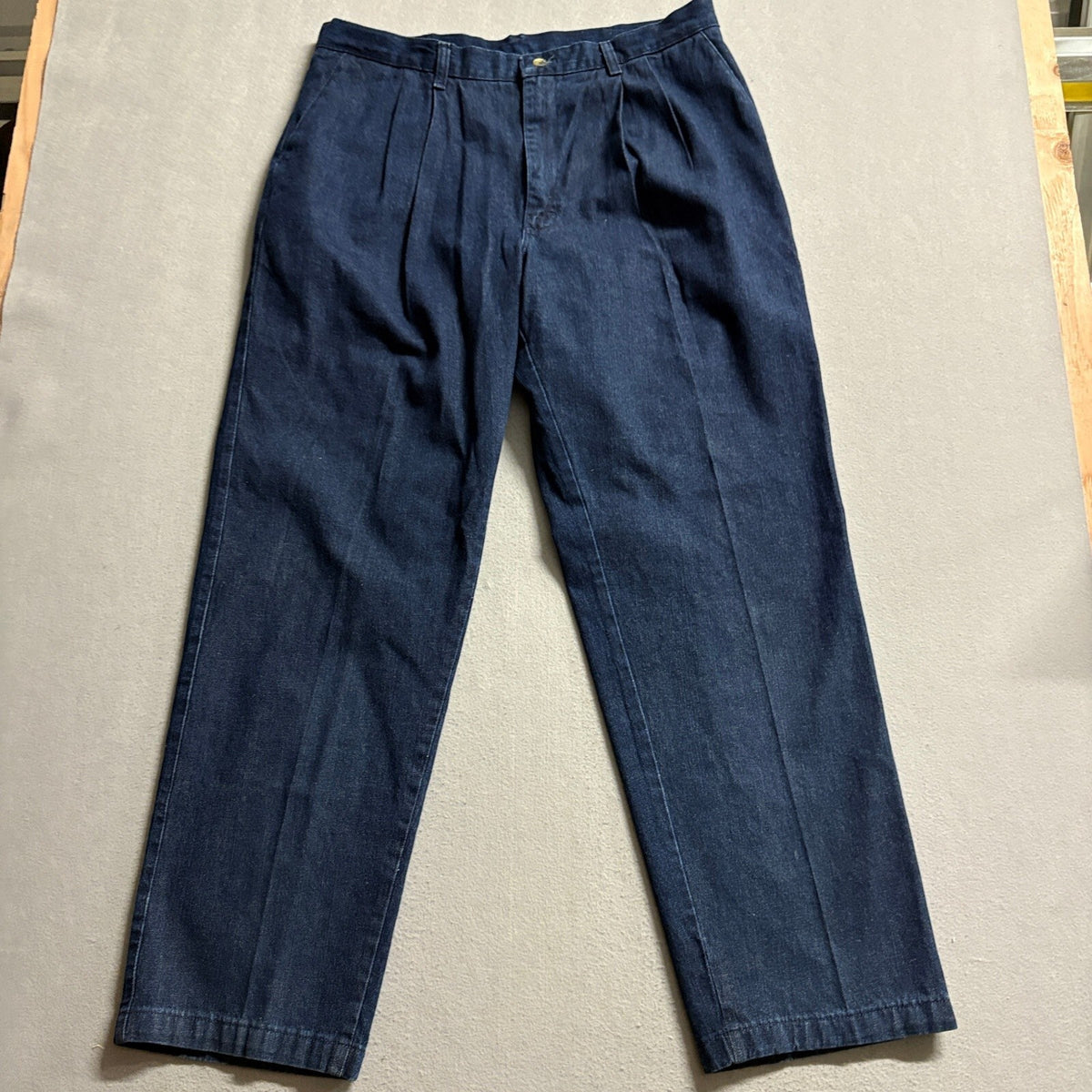 Timber Creek by Wrangler Pleated Denim Jeans Mens 38x32 Blue 100% Cotton