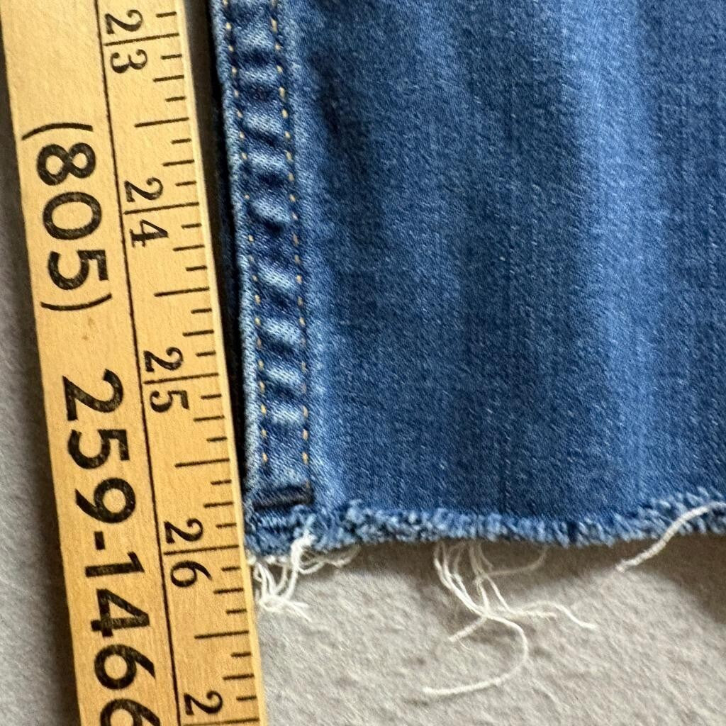 Free People Women Skinny Jeans Size 31 Blue Denim Button Fly Raw Hem Stretch