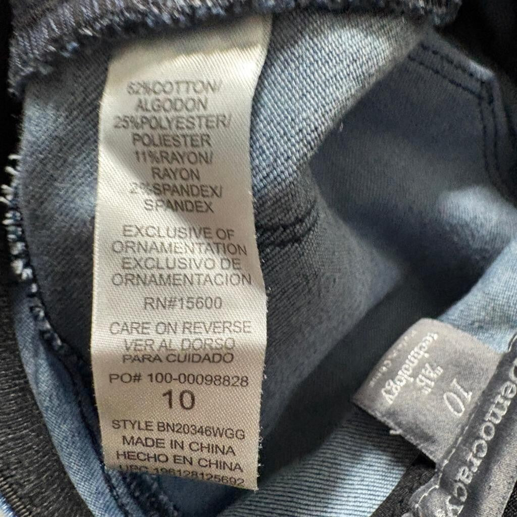 Democracy Ab Technology Jeans Womens 10 Blue Distressed Frayed Hem Button Fly