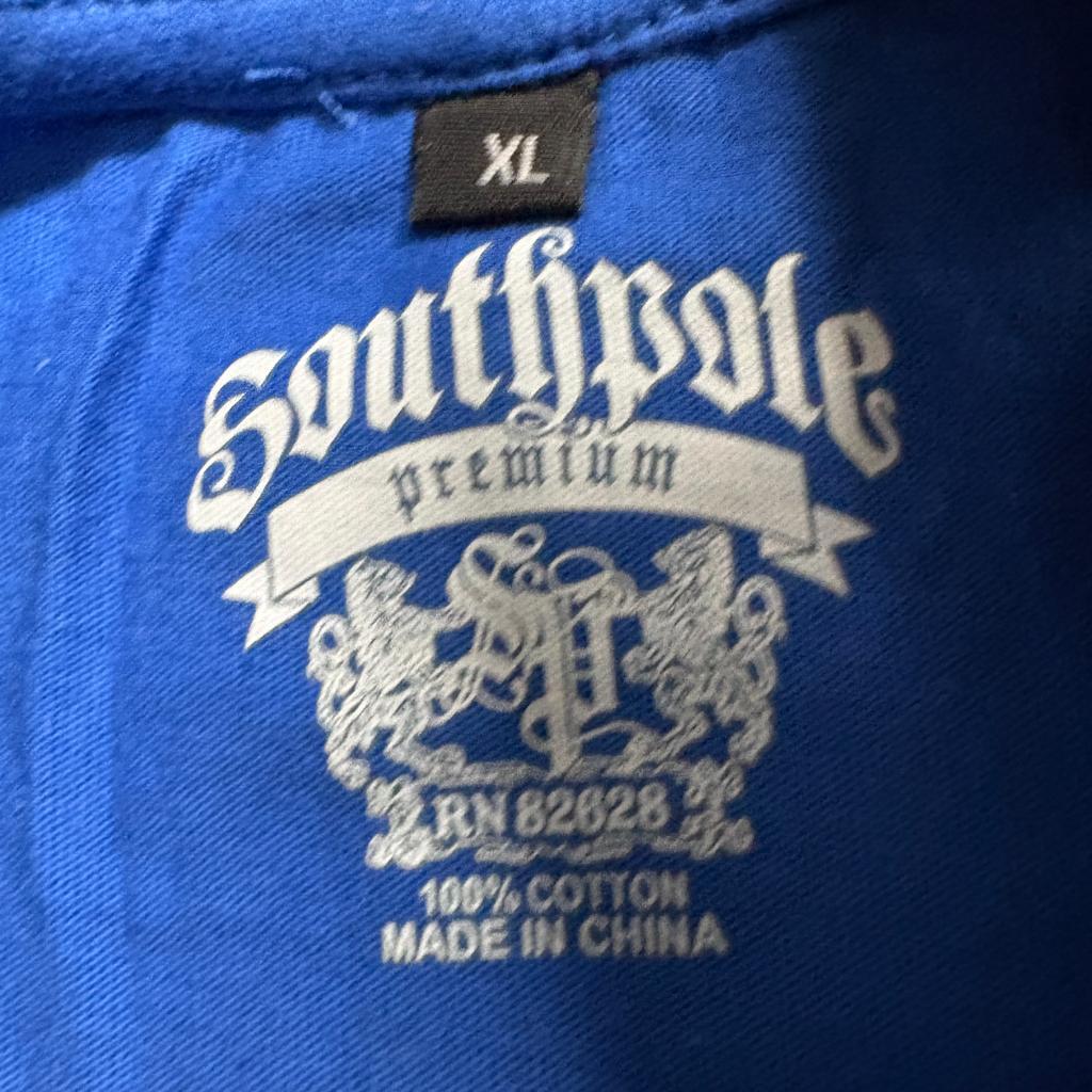 Southpole Premium Graphic T-Shirt Mens XL Blue Y2K Hip Hop Streetwear Cotton Tee