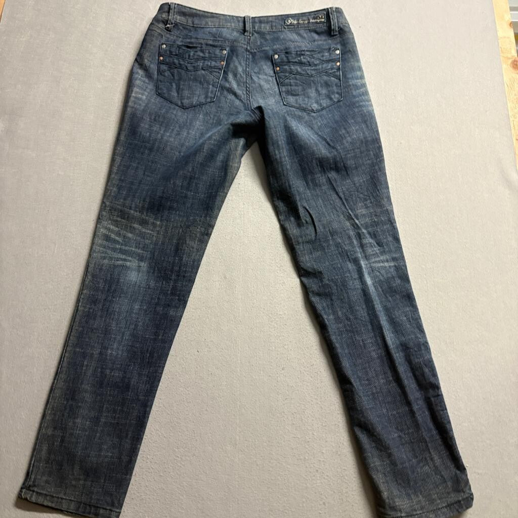 lei Ashley Trouble Skinny Jeans Juniors Size 13 Blue Denim Stretch Low Rise