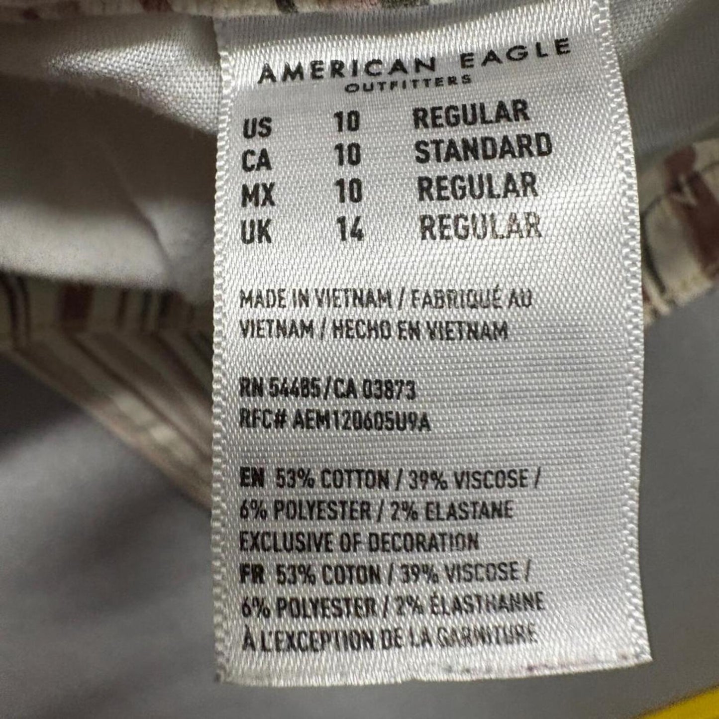 American Eagle Striped Jeans Womens 10 Regular Skinny Stretch Cream Brown Pink