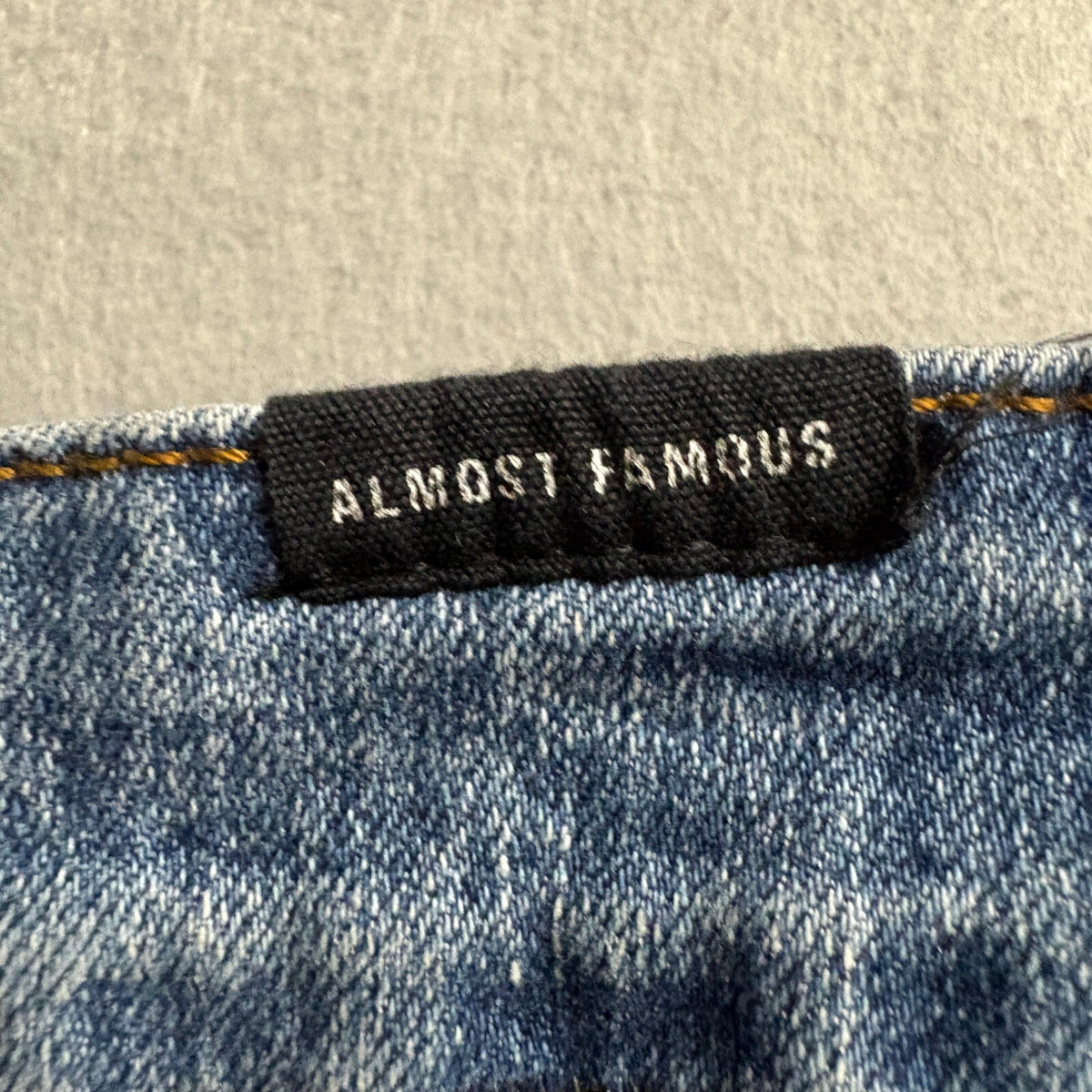 Almost Famous High Rise Flare Jeans Womens Size 3 Distressed Frayed Raw Hem Blue