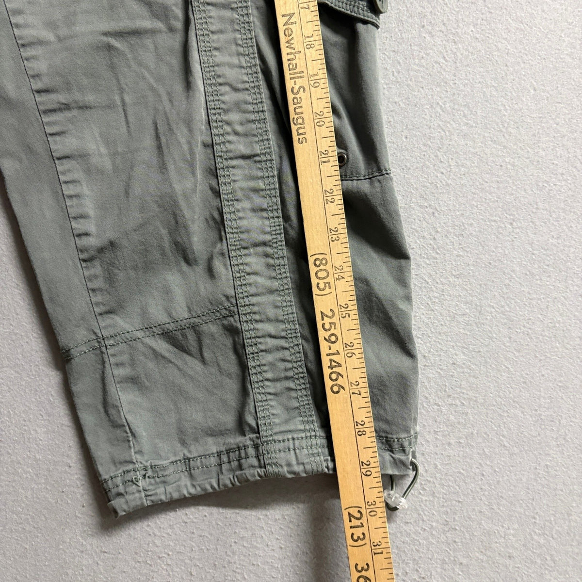 Style & Co Petite Cargo Pants Womens 14P Green Capri Cropped Drawstring Hem