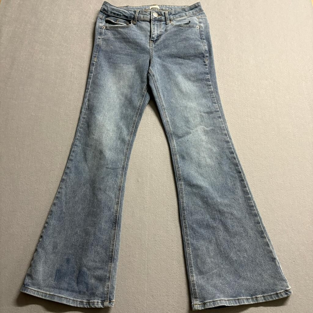 Simple Society Flare Jeans Womens Size 5 27 Blue Denim Flap Pocket Stretch