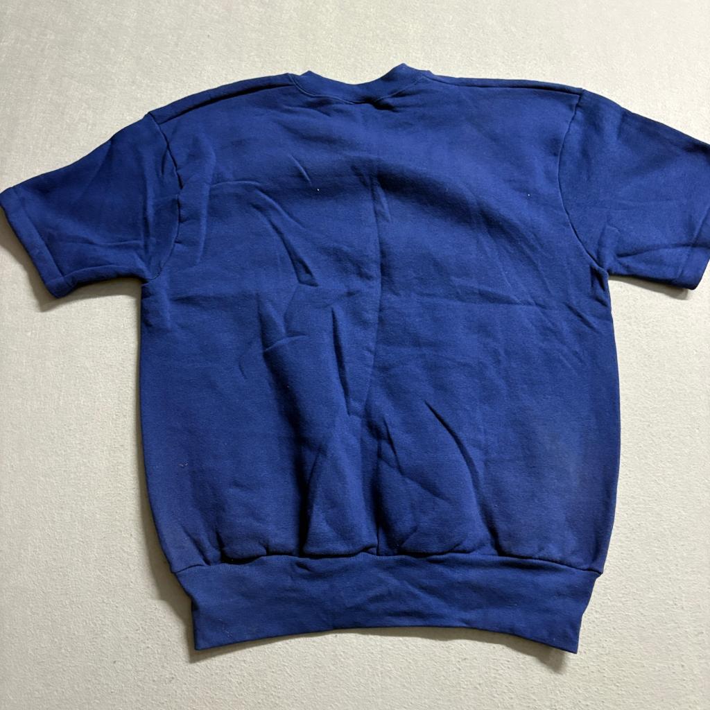 Vintage Fruit of the Loom Short Sleeve Sweatshirt Mens Large Blue Made in USA