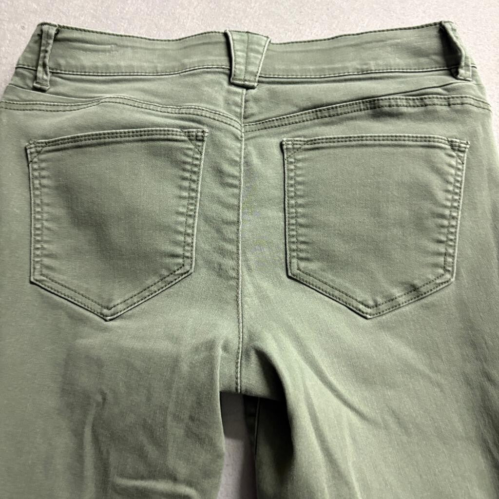 G.H. Bass & Co Women Jeans Size 12 Olive Green Stretch Ankle Crop Skinny Denim