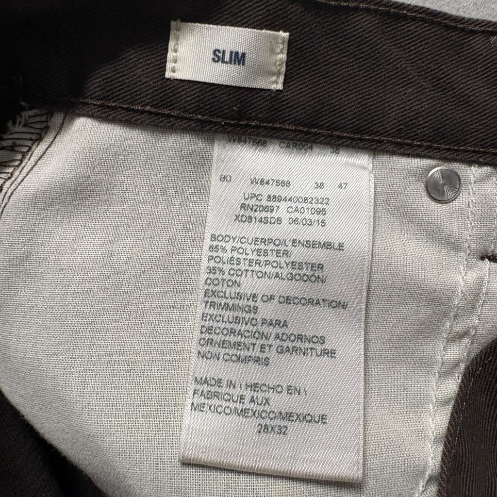 Dickies Slim Fit Pants Mens 28x32 Brown Workwear Chino Flat Front Polyester