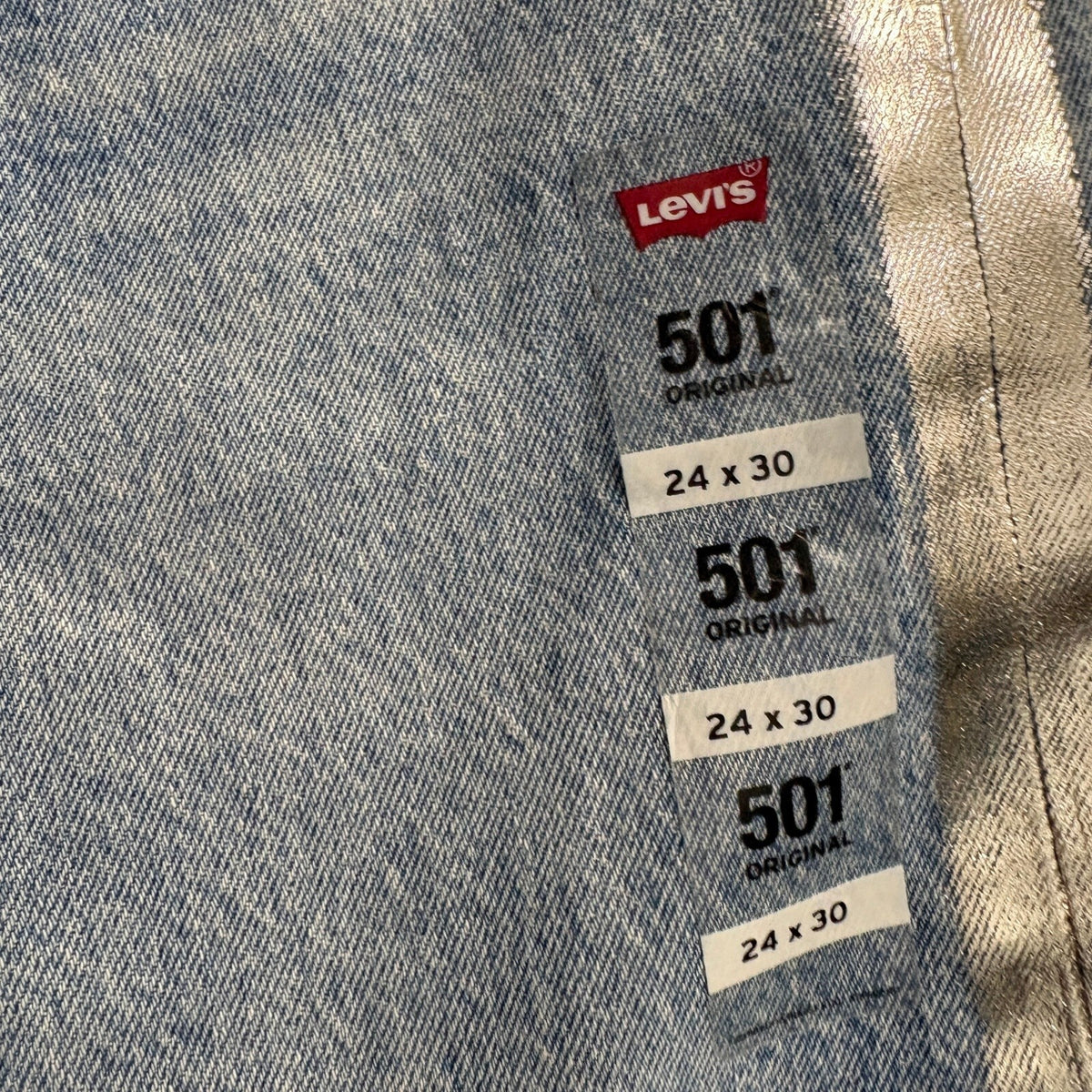 Levi's 501 Original High Rise Straight Leg Jeans Womens 24 x 30 Silver Stripe