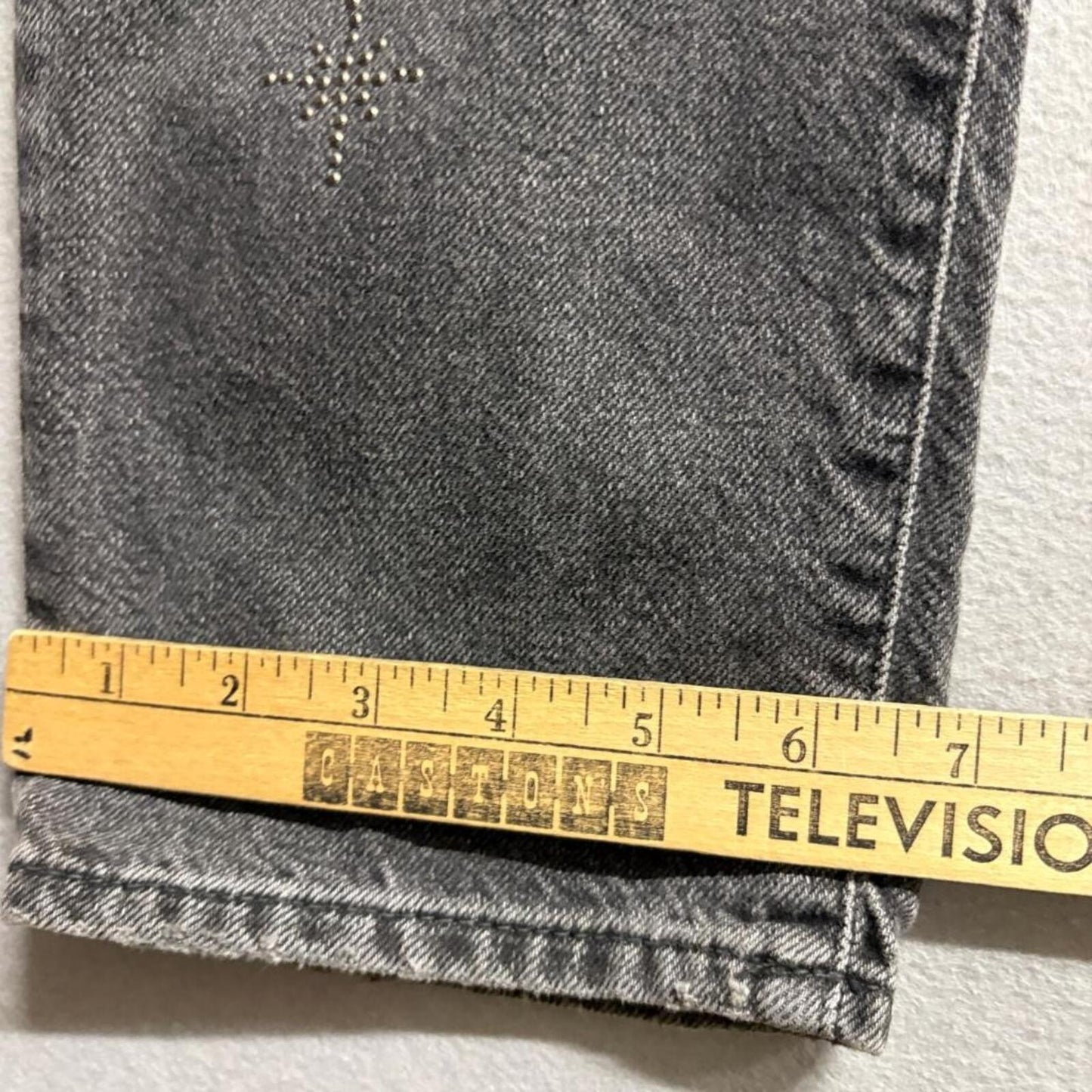 H&M &Denim Vintage Fit High Waist Jeans Womens Size 30 Gray Studded Starburst