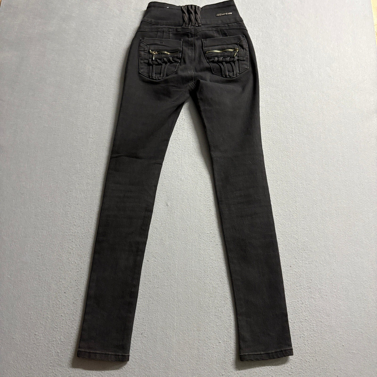 All Americana Jeans Womens Size 0 Waist 22 Black High Rise Skinny Stretch Denim