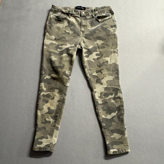 Colleen Lopez Camo Skinny Jeans Womens Size 14 Green Camouflage Stretch Denim