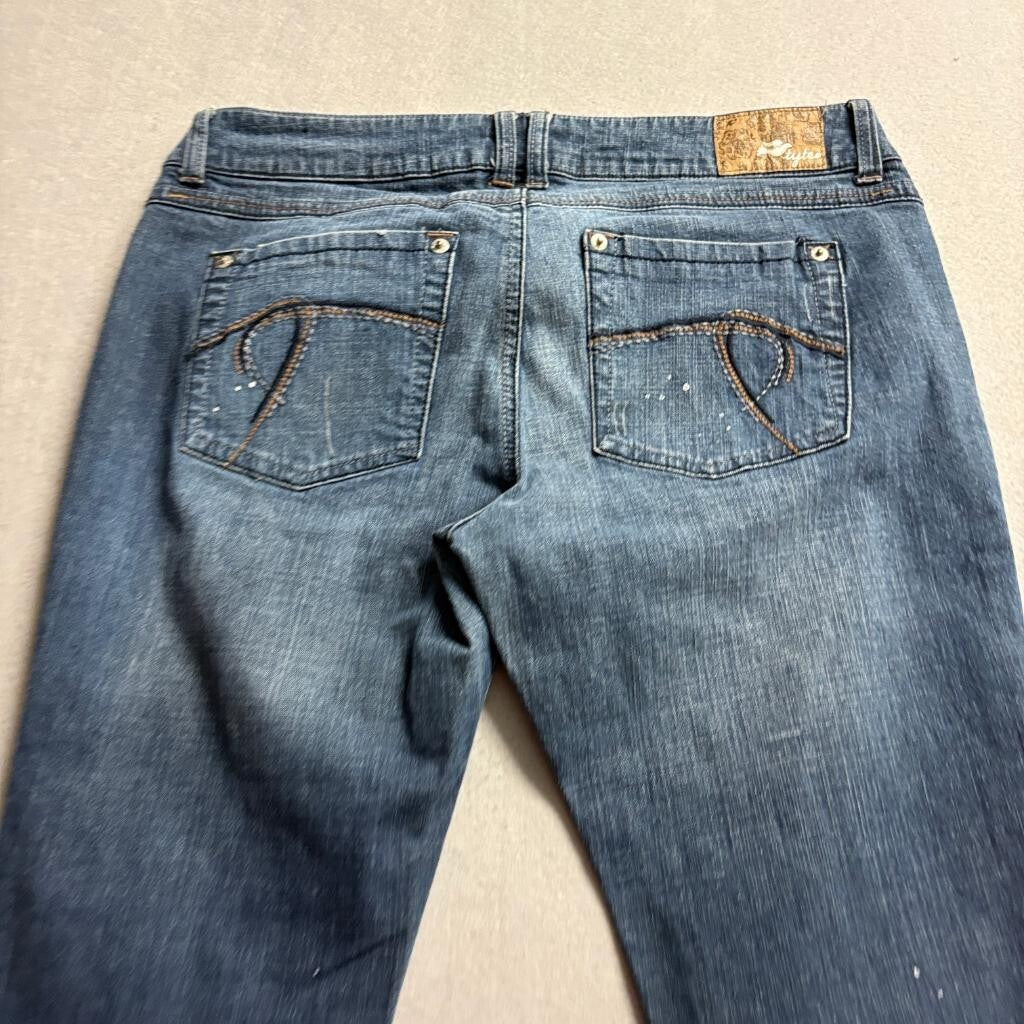 Tyteo Distressed Jeans Womens 13 Blue Denim Paint Splatter Low Rise Stretch