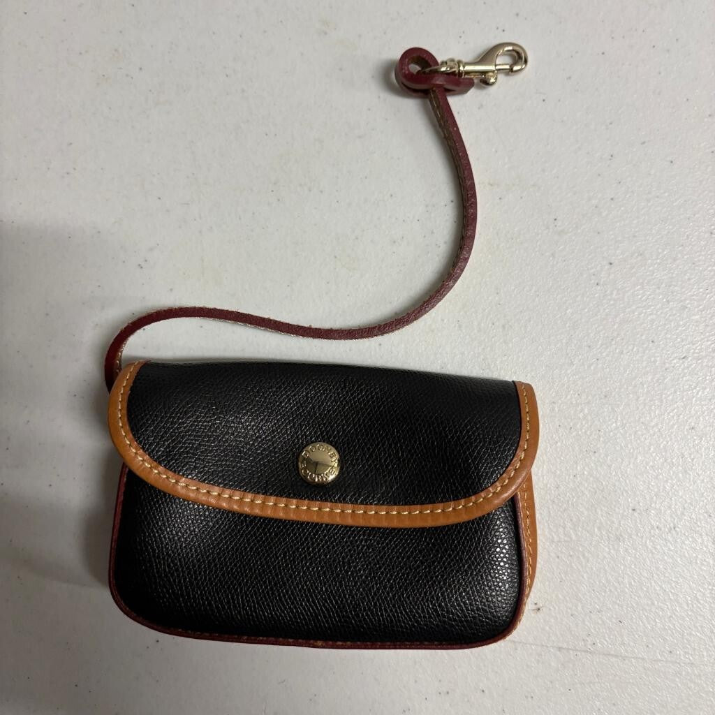Dooney & Bourke Vintage Black Pebbled Leather Pouch Wristlet Key Coin Purse