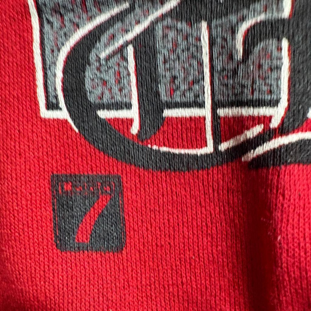 Vintage Chicago Bulls Tultex Sweatshirt Mens XL Red 90s NBA Crewneck Stain Flaw