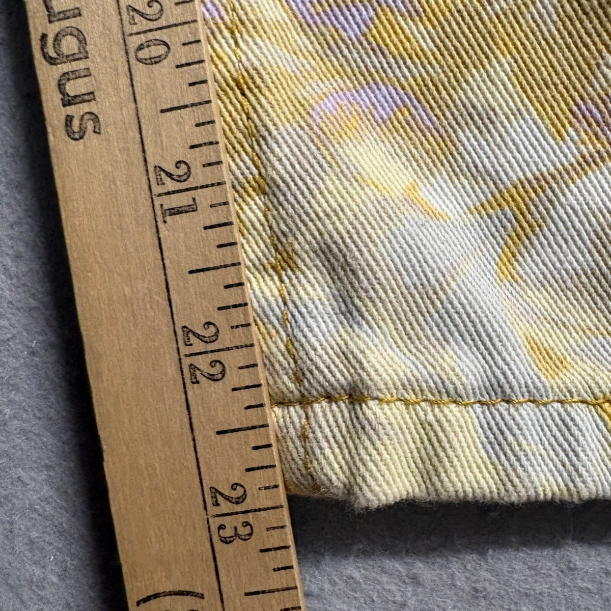 Unbranded Floral Acid Wash Jeans Womens L Yellow Purple High Rise Wide Leg