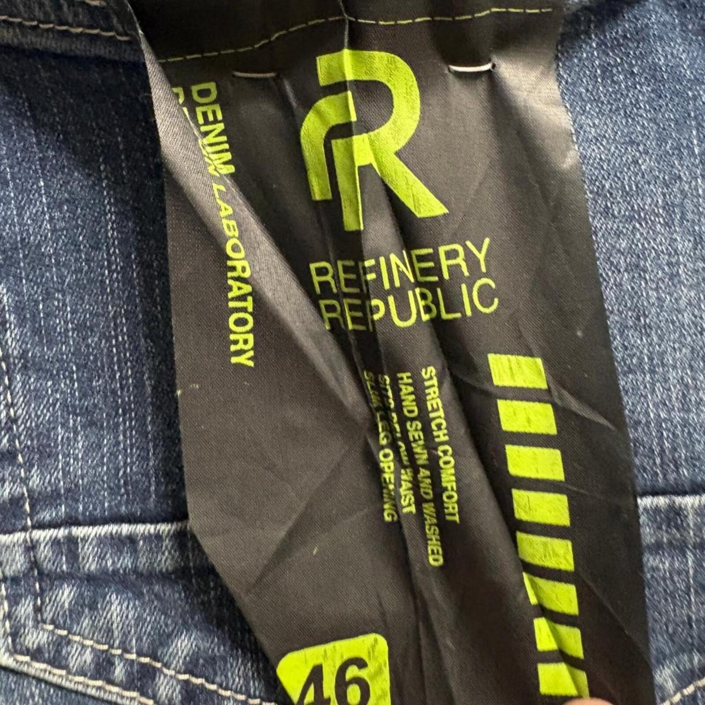 Refinery Republic Moto Jeans Mens 46 Blue Distressed Biker Slim Leg Denim
