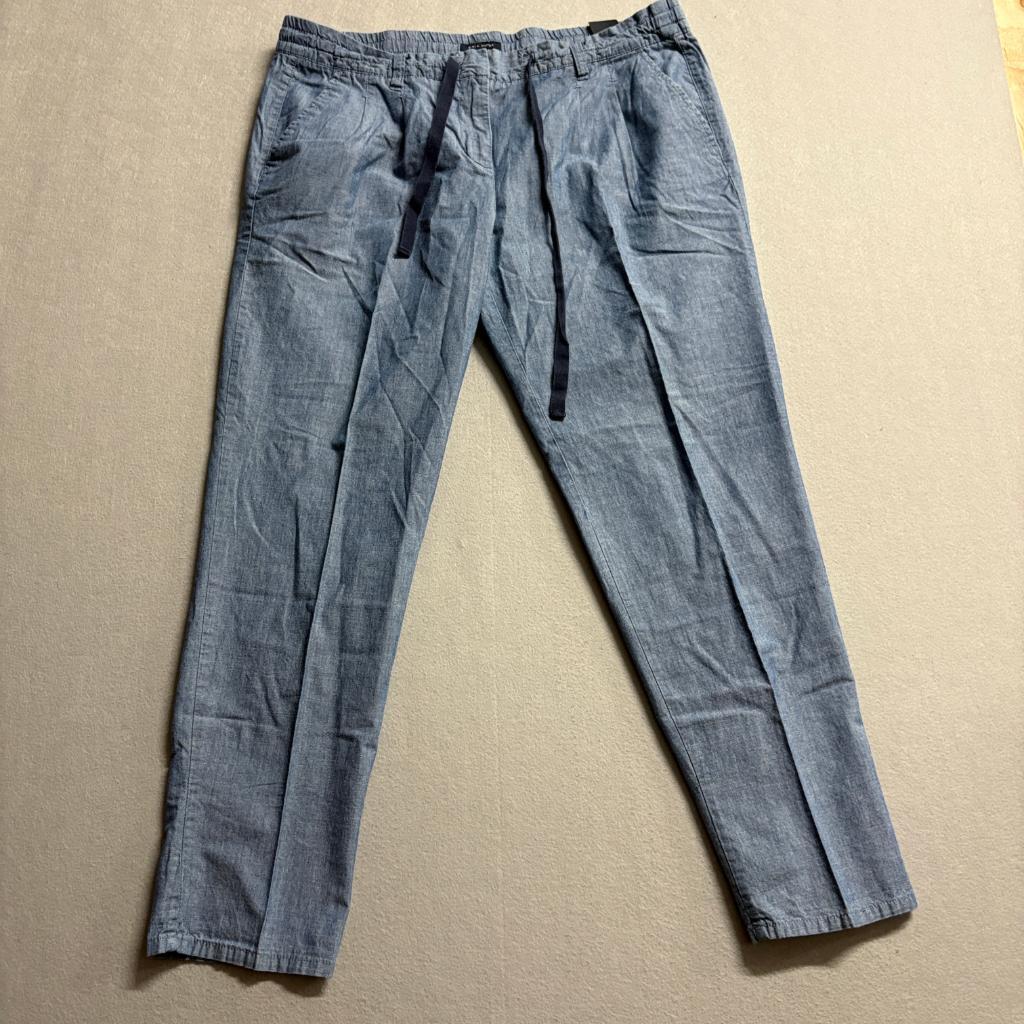Tommy Hilfiger Pants Womens 12 Blue Cotton Chambray Drawstring Elastic Waist