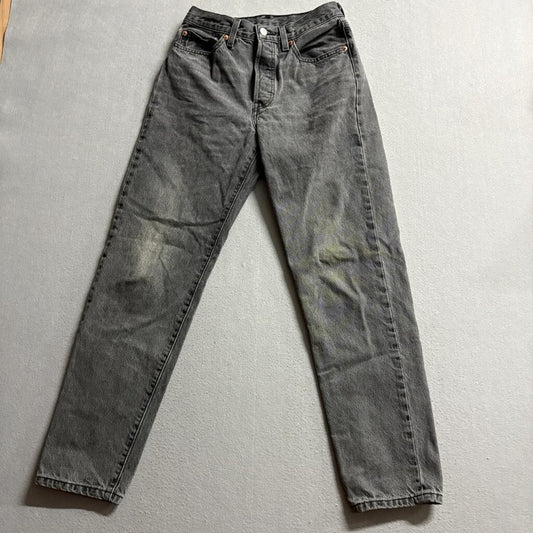 Levis Premium 501 Original Fit Jeans Mens 27x31 Gray Denim Button Fly
