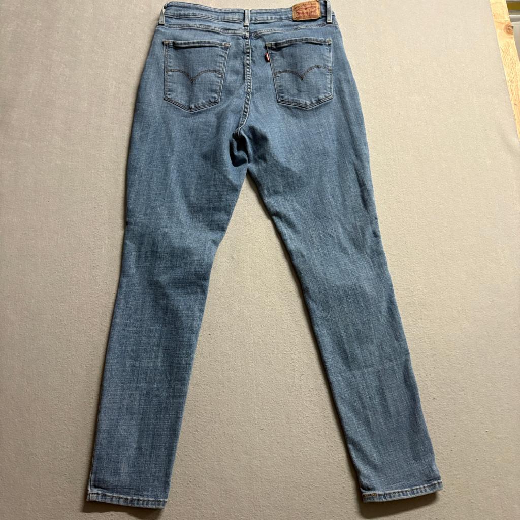 Levis 721 High Rise Skinny Jeans Womens 32 Blue Distressed Ripped Denim