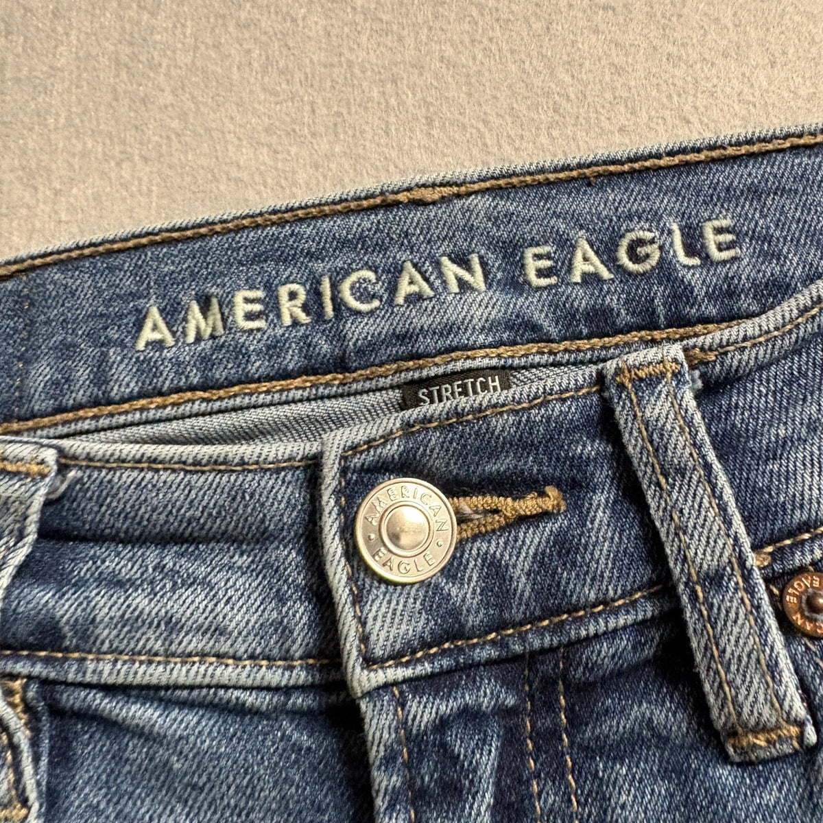 American Eagle 90s Skinny Jeans Womens 00 Short Blue Denim Stretch High Rise