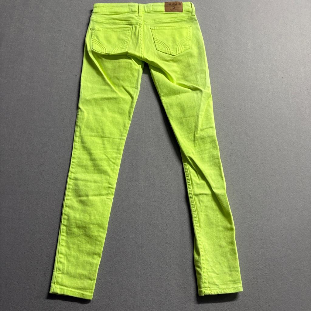 Hollister Super Skinny Jeans Womens 23x29 Neon Lime Green Stretch Denim Low Rise