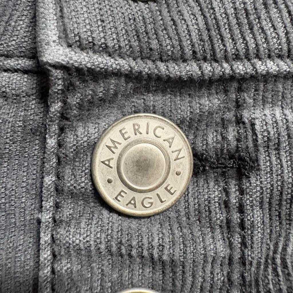 American Eagle Corduroy Pants Womens 4 Gray High Rise Flare Button Fly Stretch