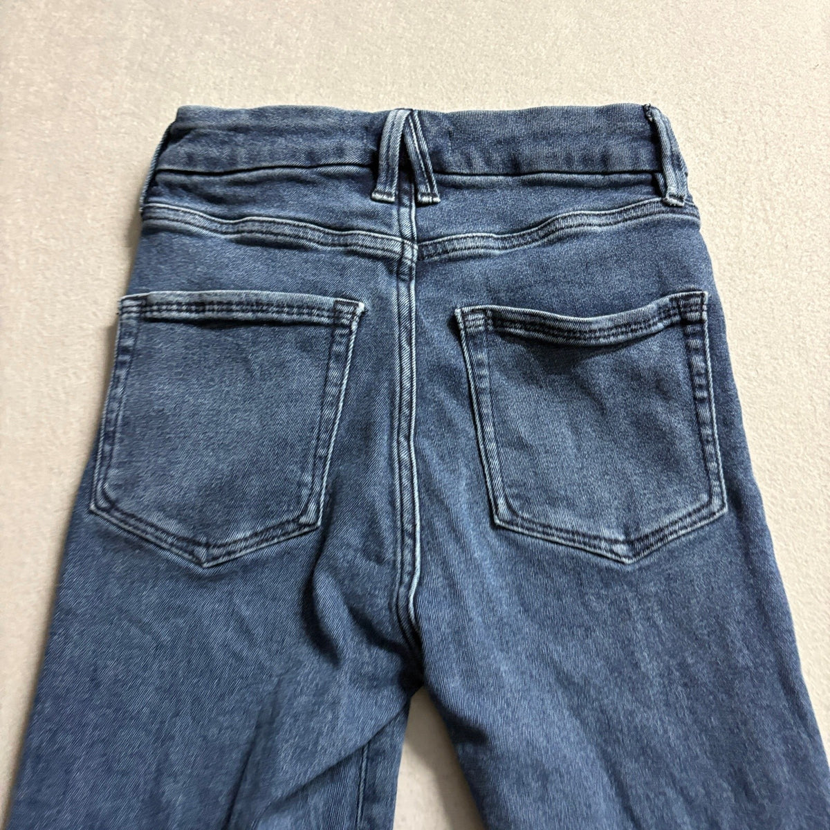 Good American Good Waist Skinny Jeans Womens 0/25 Blue Raw Hem High Rise Stretch