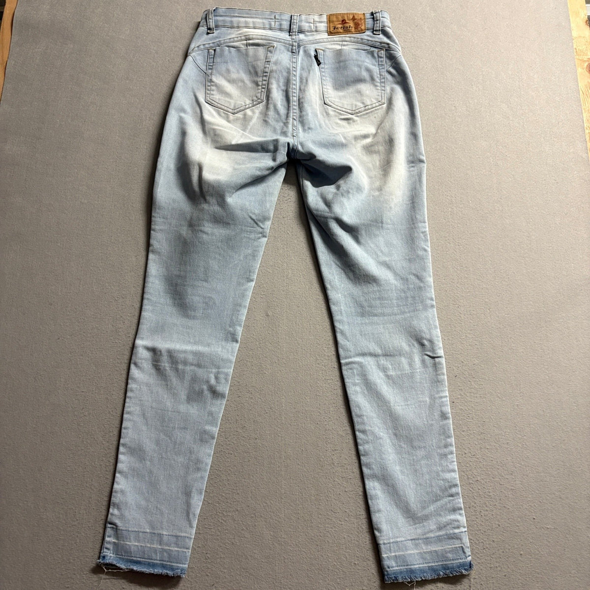 Fetish Jeans Womens Size 42 Light Wash Skinny Raw Frayed Hem Stretch Denim