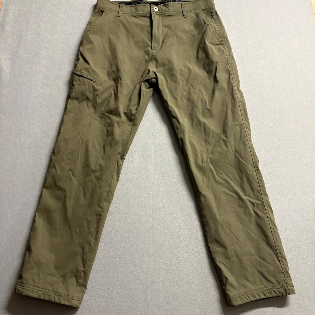 Gerry Mens Lined Hiking Pants 36x32 Green Nylon Spandex Fleece Lined Outdoor