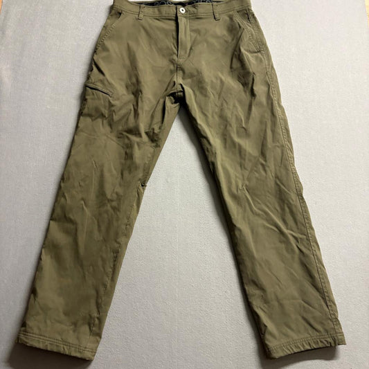Gerry Mens Lined Hiking Pants 36x32 Green Nylon Spandex Fleece Lined Outdoor