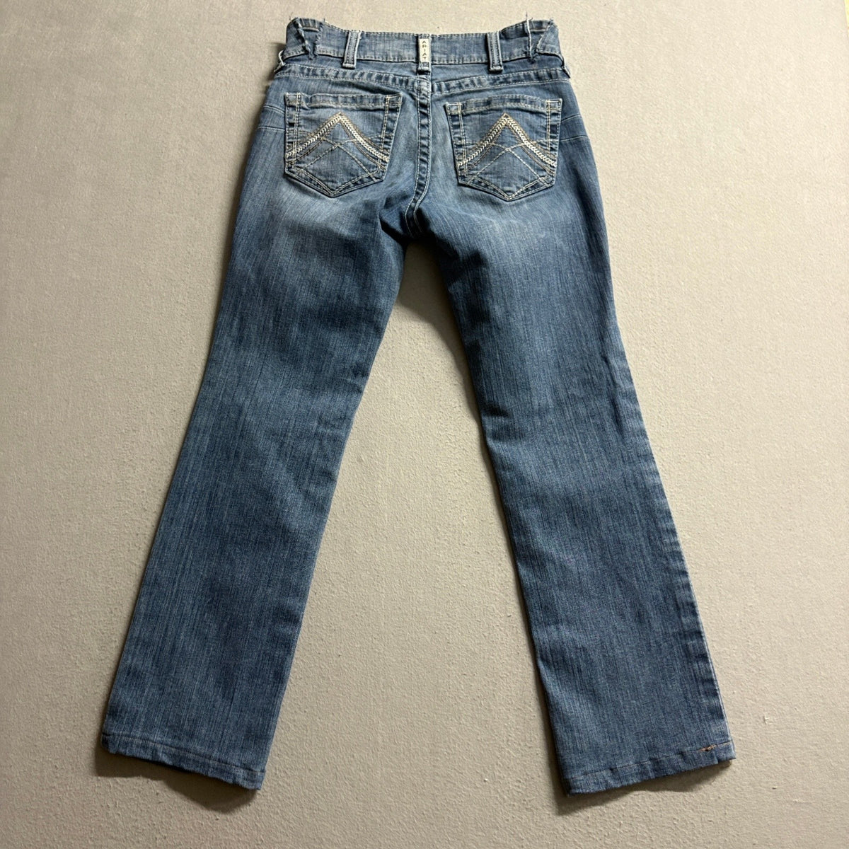 Ariat REAL Denim Jeans Womens 25S Blue Stretch Bootcut Mid Rise Distressed